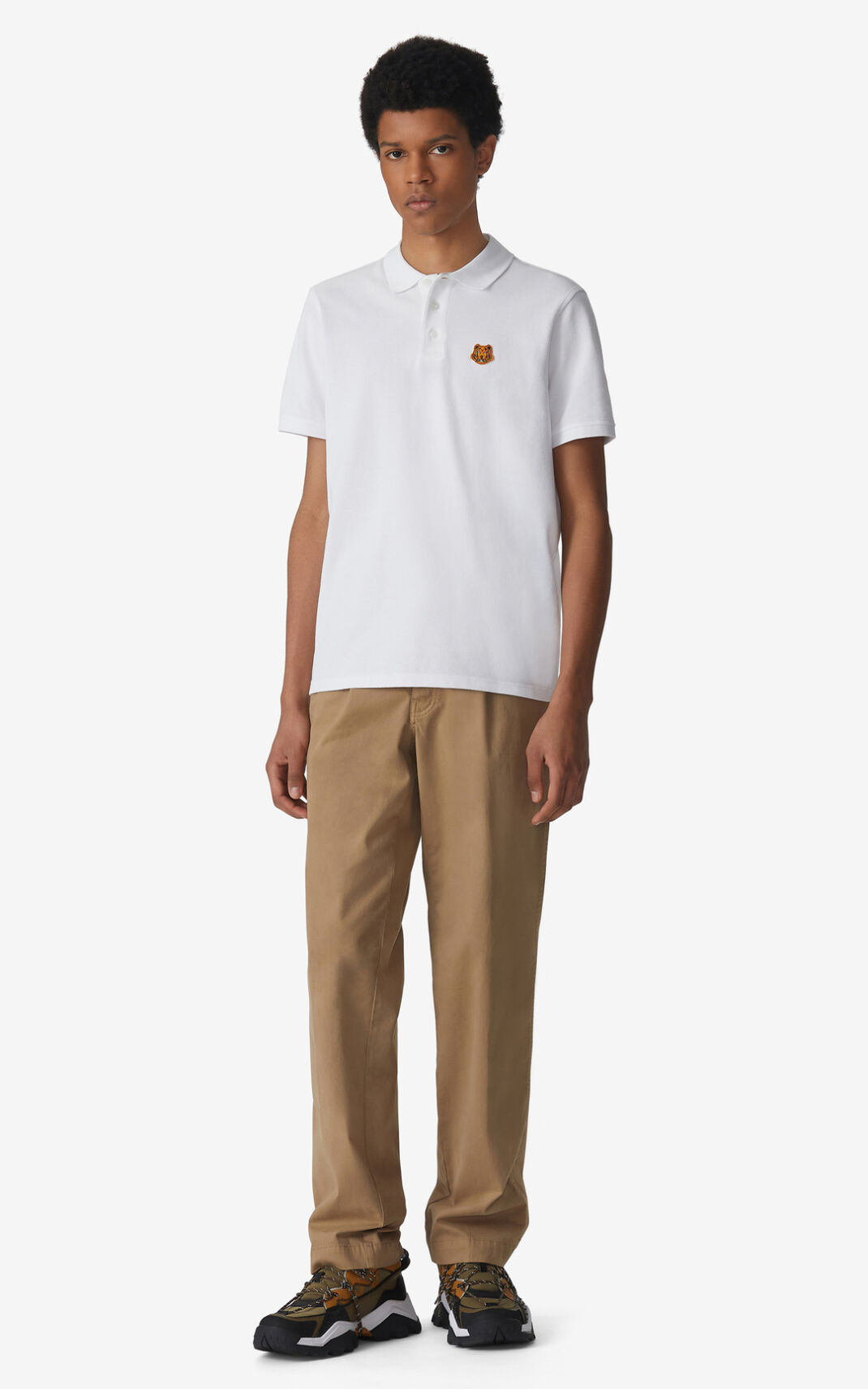 Polo Kenzo Tiger Crest Homme Blanche | TXSV-47509